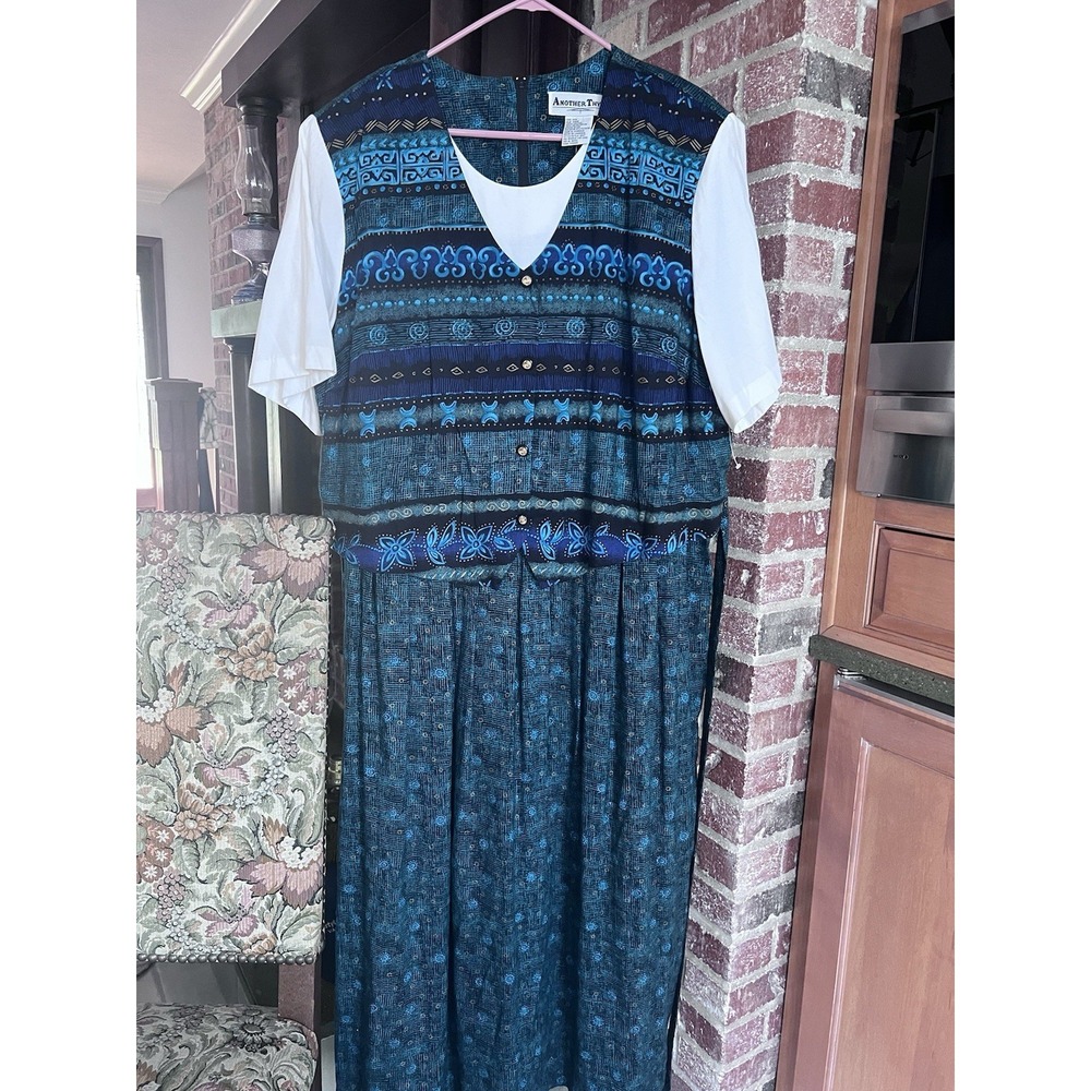 Vintage Another Thyme 24 Sleeveless Shift Dress Paisley Boho Midi